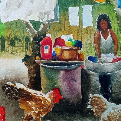 Acuarela: Forma, Dimensión y Color en la Belleza de las Lavanderas en los Patios&nbsp;Rurales